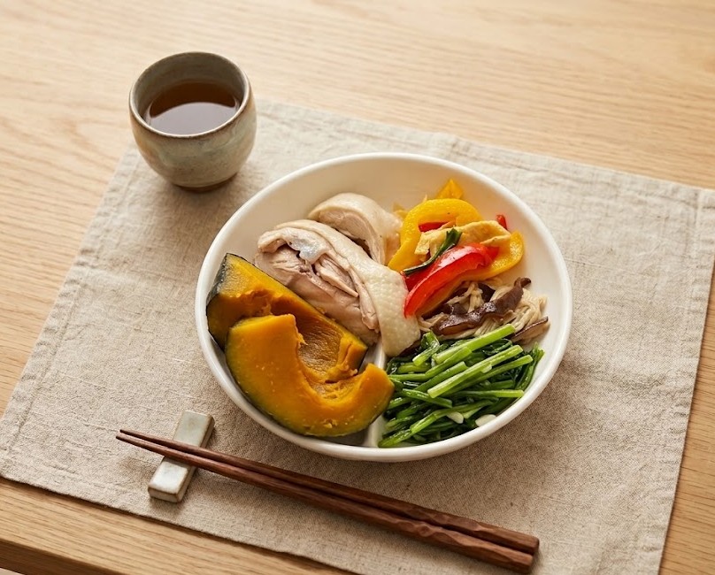 每餐以一半蔬菜、四分之一優質蛋白質、四分之一全穀雜糧,營養均衡也具飽足感,避免過度節食造成肌肉流失。