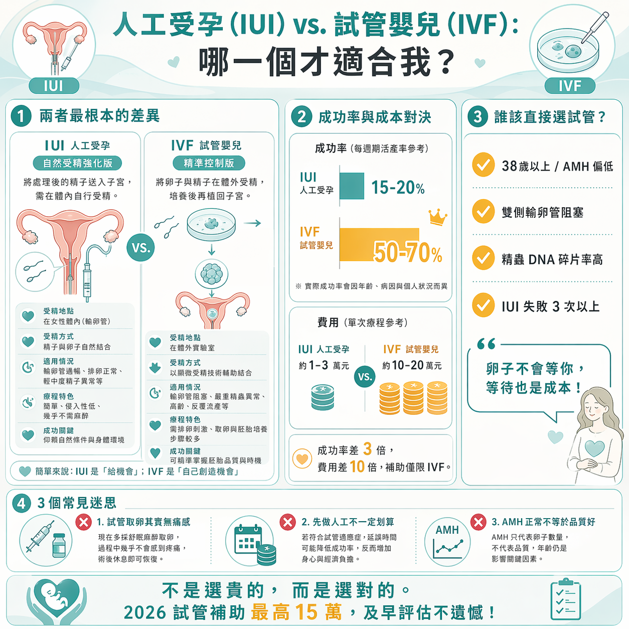 人工受孕、試管嬰兒,哪個才適合我?
