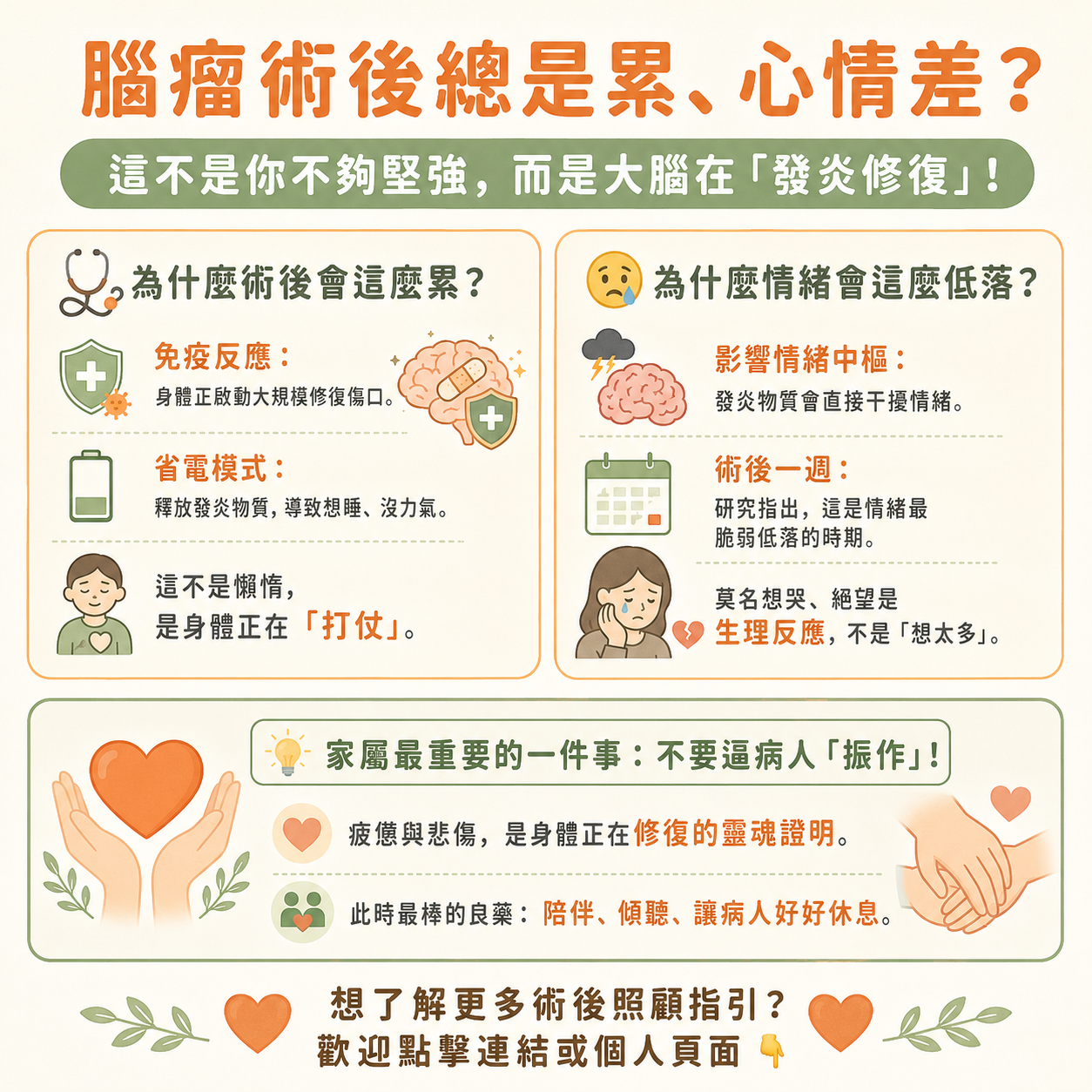 腦瘤術後總是累，是大腦在發炎修復