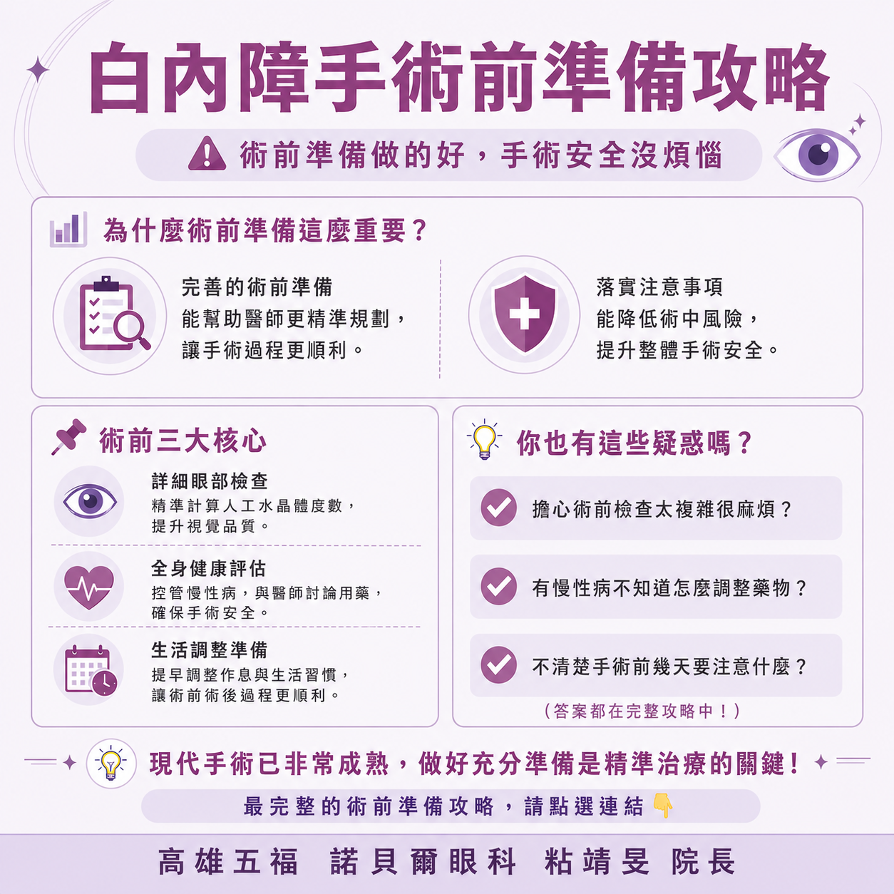 白內障術前準備三大重點